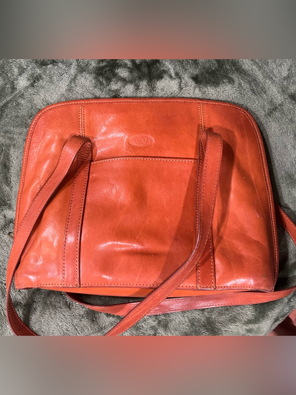 C&D Women's Leather Tote Bag in cognac leather